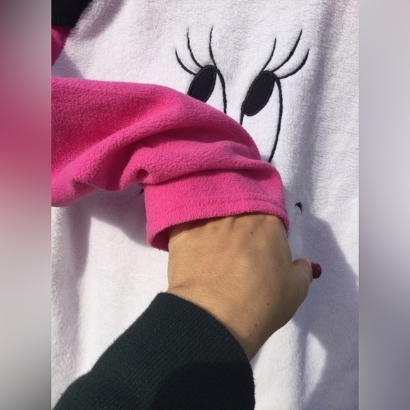 Disney Minnie Mouse misses L pajama set pj sleep ware 12 14 face bow pink fuzzy - Picture 4 of 12